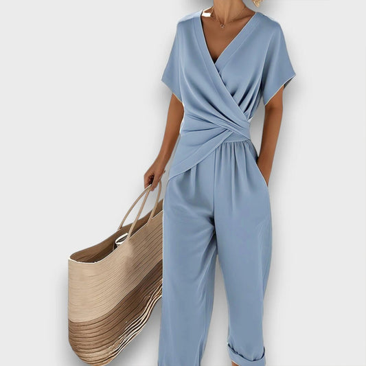 2-Piece Wrap-Style Jumpsuit Set