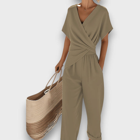 2-Piece Wrap-Style Jumpsuit Set