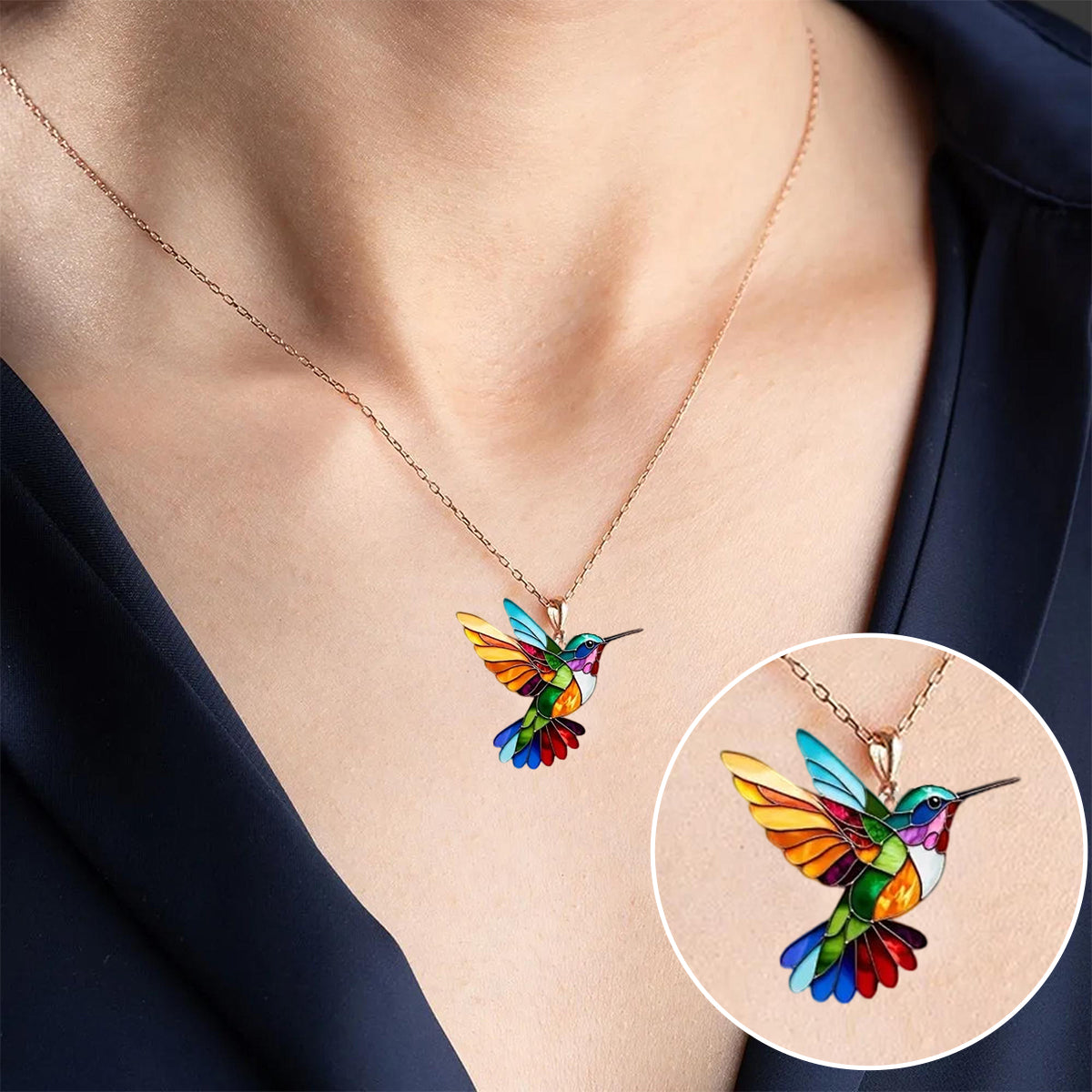 Elegant Multicolour Hummingbird Neckalce