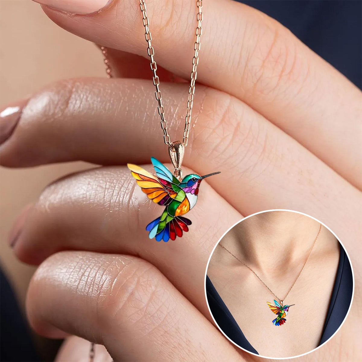Elegant Multicolour Hummingbird Neckalce