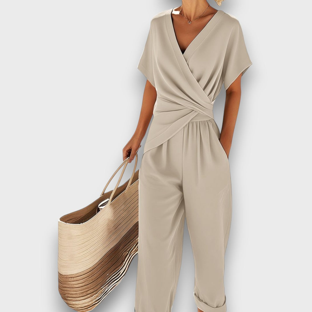 2-Piece Wrap-Style Jumpsuit Set